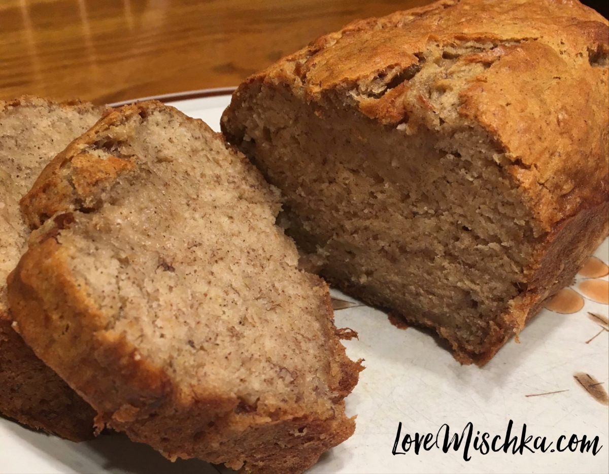 This simple, moist, and delicious banana bread is incredibly easy-to-make. It only requires one bowl. There’s no need for a mixer. It’s the perfect family recipe. #easybananabread #bananabread #moistbananabread