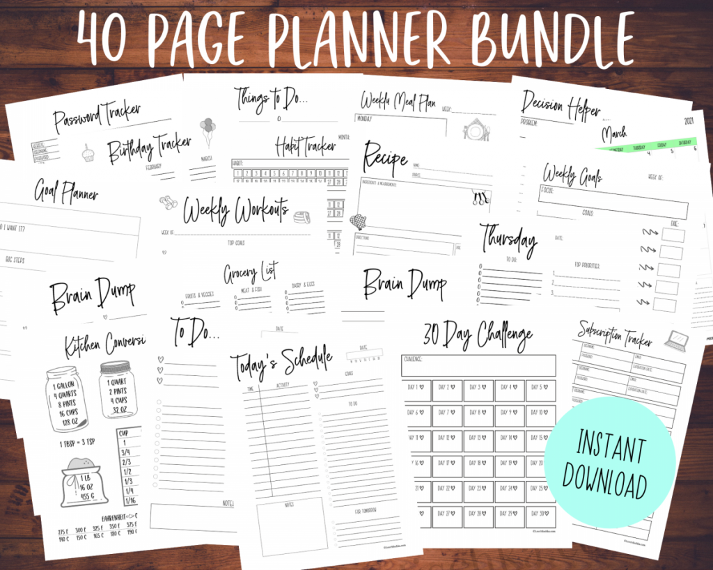 For a limited time, this 40-page Printable Planner Bundle (to help organize every area of your life) is available at a special discount. Get it now to have an easier, more productive 2021.