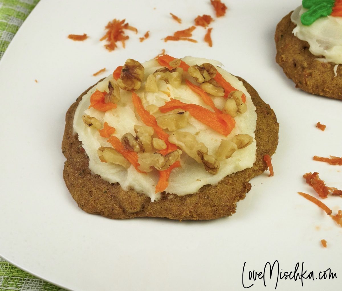 One Carrot Cake Cookie with Cream Cheese Frosting and Chopped Walnuts