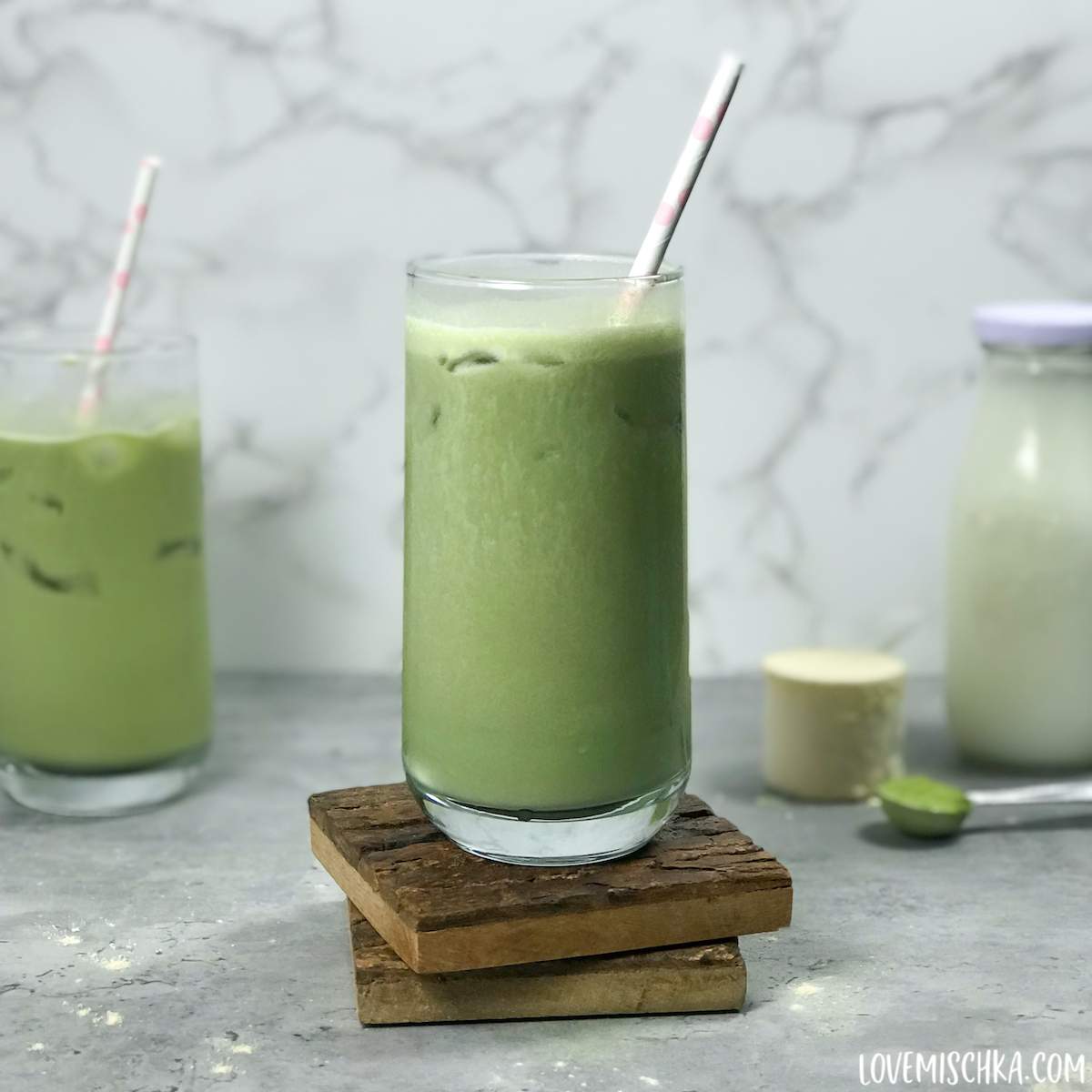 Blueberry Vanilla Matcha Protein Shake